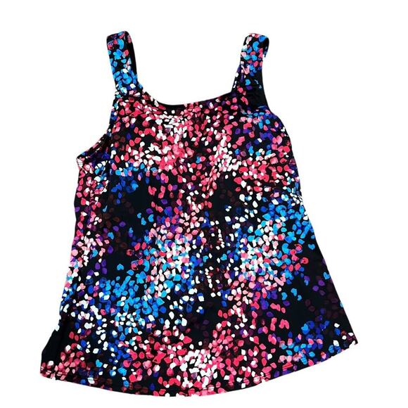 Swimsuits For All Swim Tankini Top Multi Party Print Womens Size 14 - Picture 1 of 4